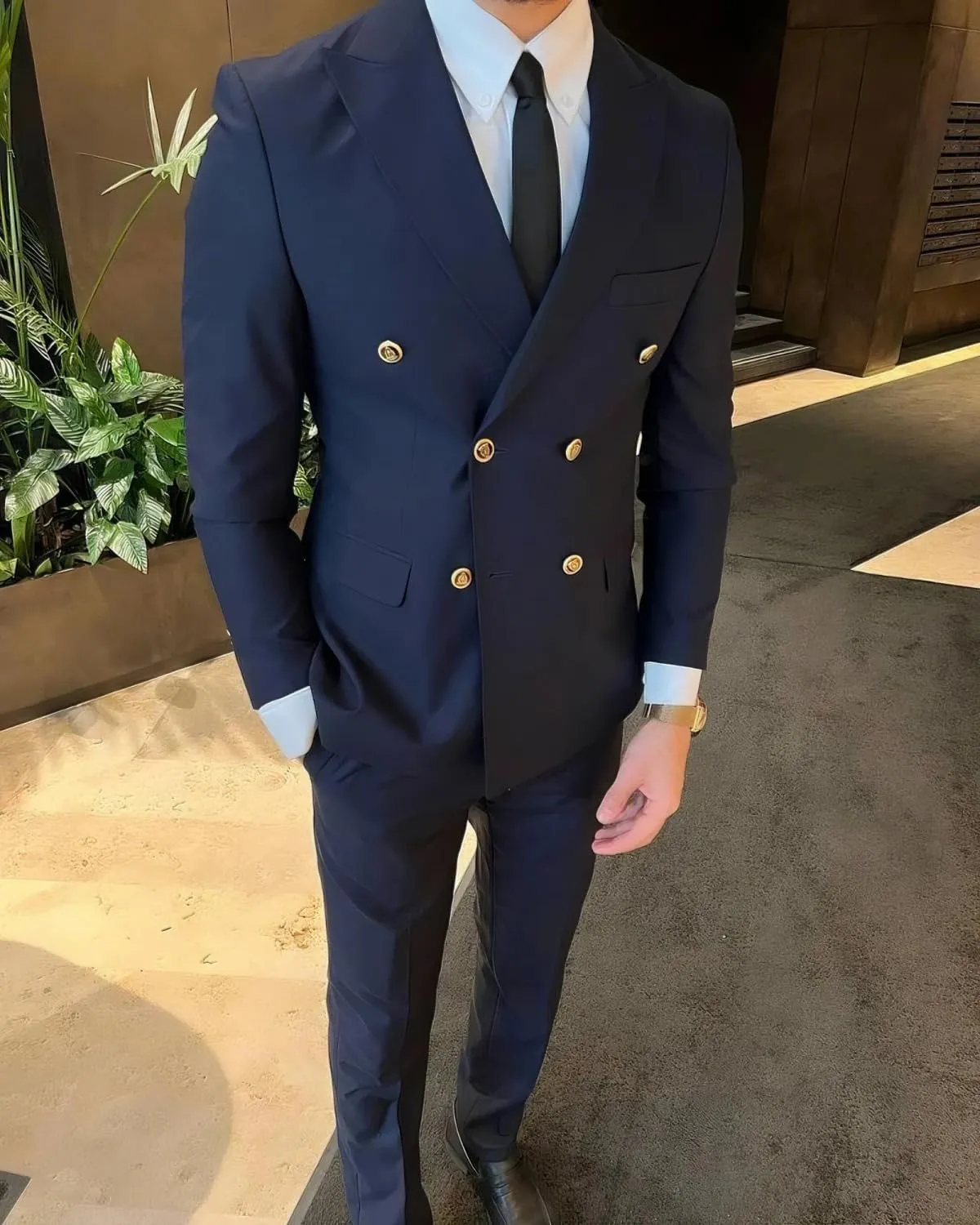 2 Piece Double Breasted Suit Men Slim Fit Wedding Suit for Men Prom Suits Formal Tuxedo