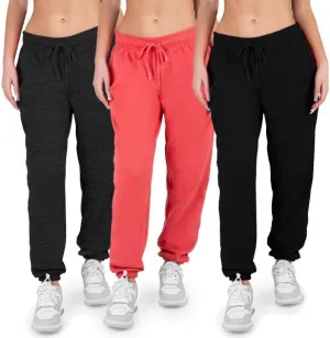 3 Pack Womens Sweatpants Comfortable Fleece Ladies Joggers
