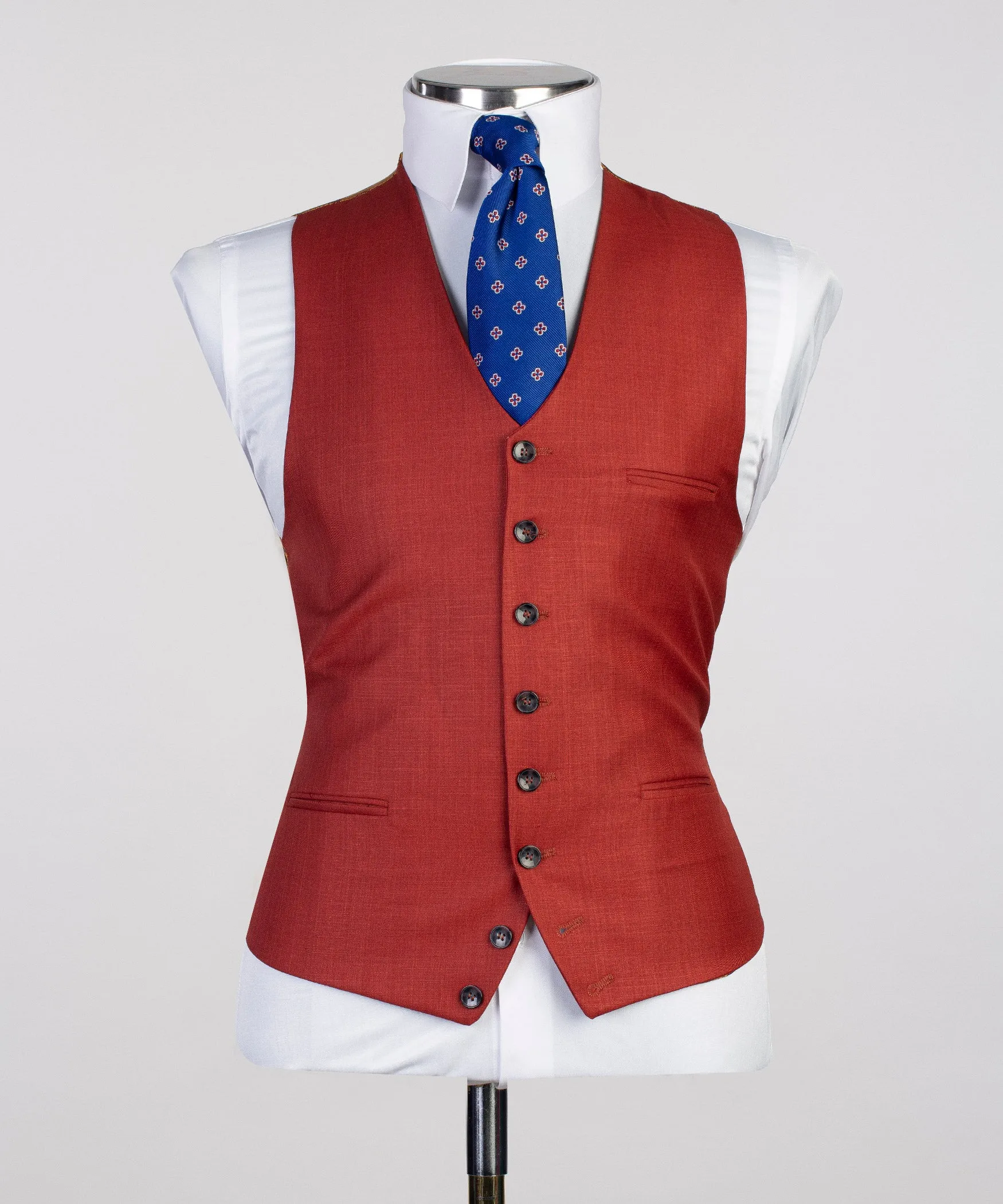 3 piece Slim Fit Red Basic Suit