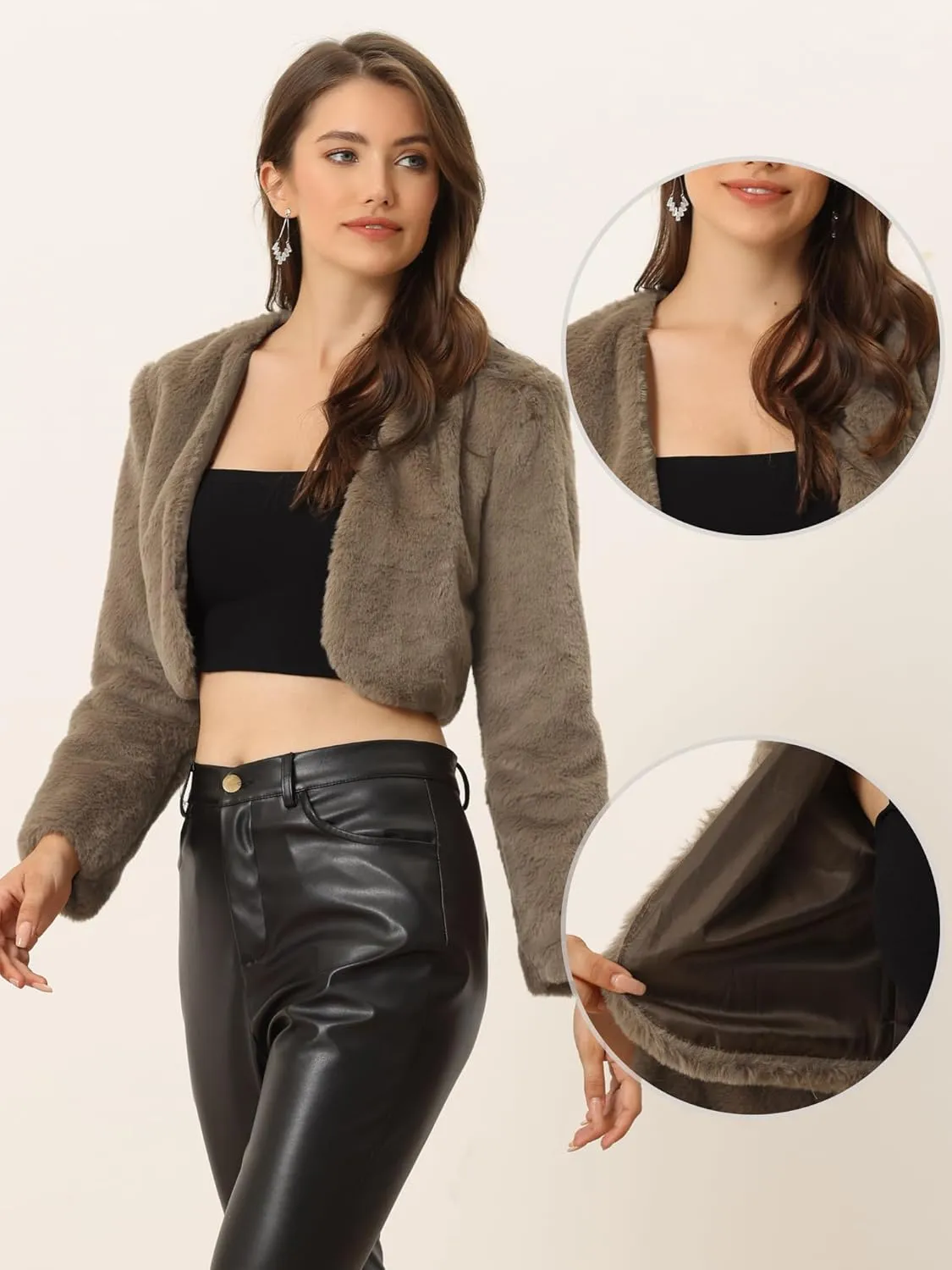 Allegra K Formal Bolero for Women's Evening Dressy Faux Fur Shrug Jacket