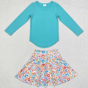 Baby Girls Clothes Boutique Corol Top Colorful Leopard Skirts Yoga Clothes Sets