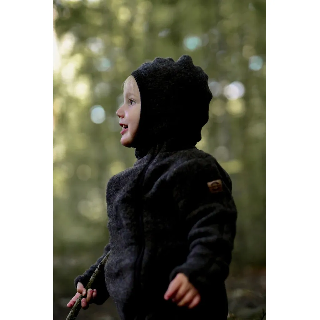 Baby Wool Suit Double Zip - Dark Brown Melange