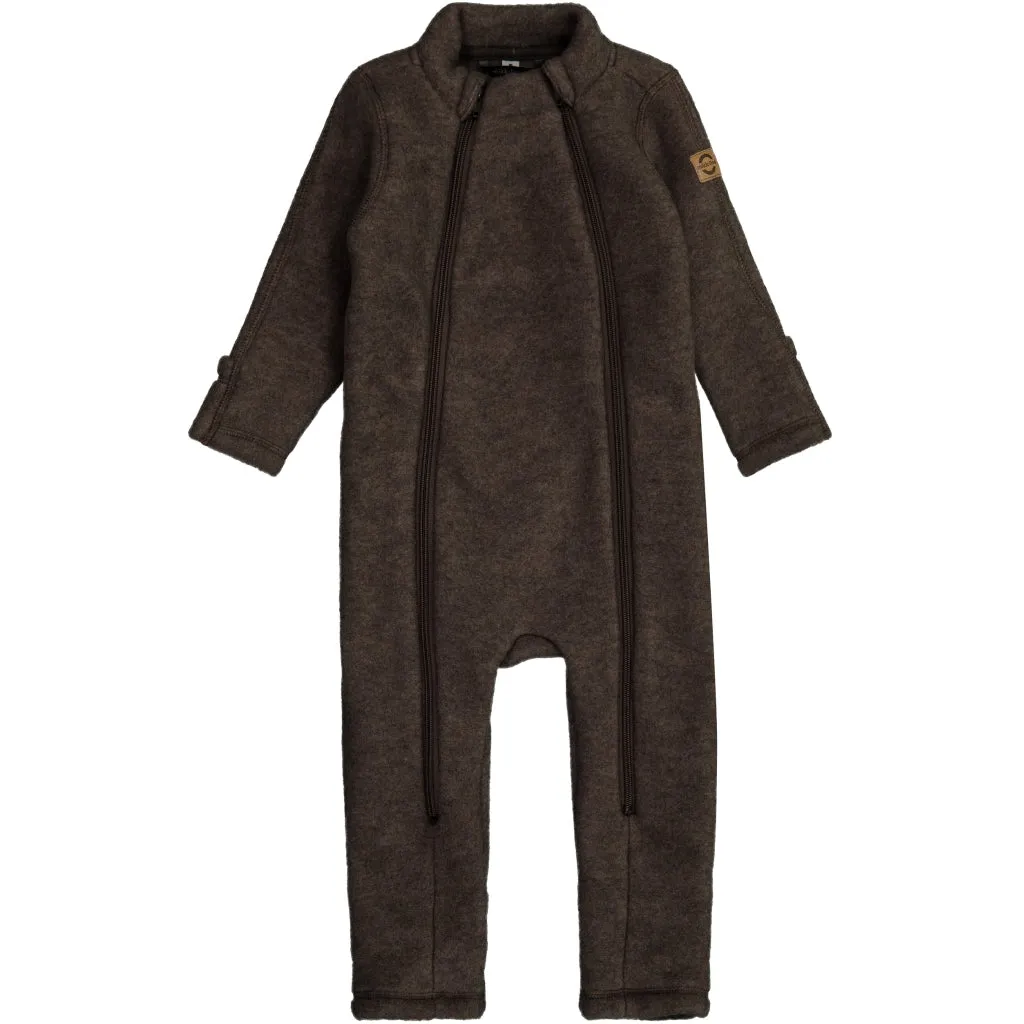 Baby Wool Suit Double Zip - Dark Brown Melange