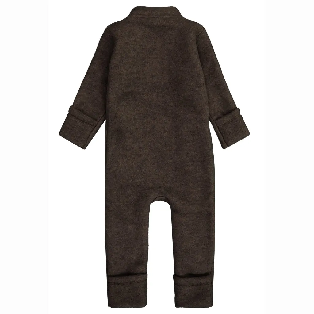Baby Wool Suit Double Zip - Dark Brown Melange