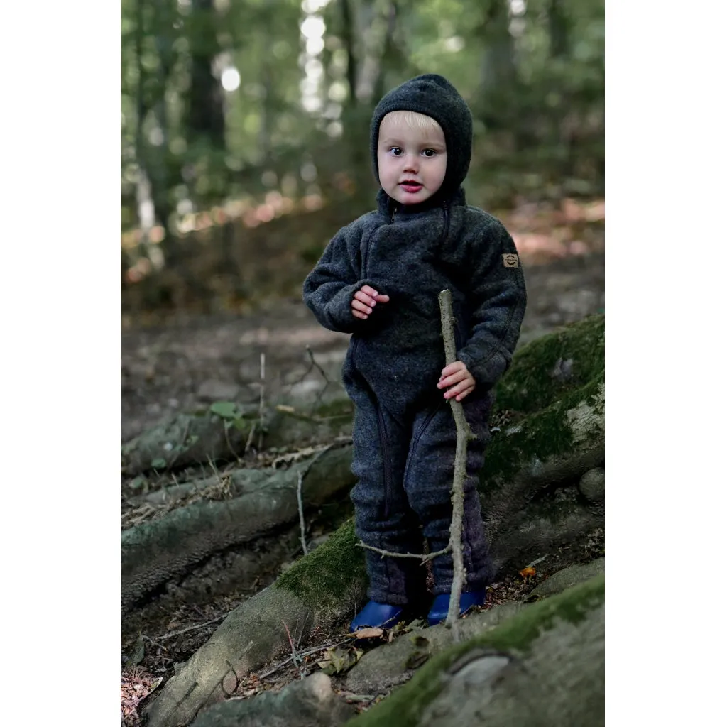 Baby Wool Suit Double Zip - Dark Brown Melange