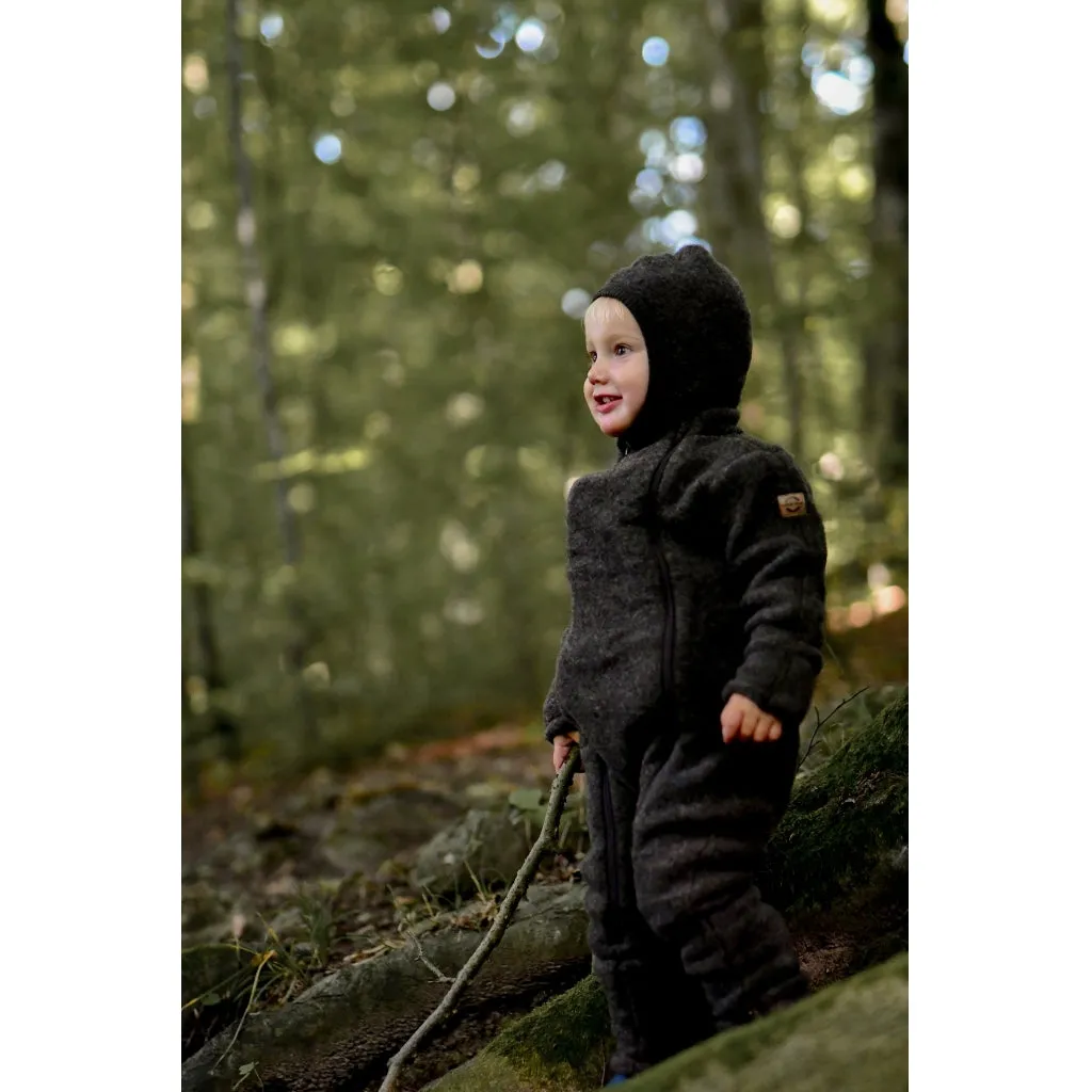 Baby Wool Suit Double Zip - Dark Brown Melange
