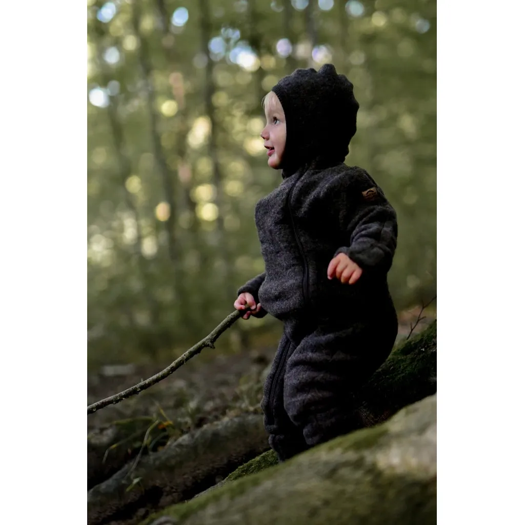 Baby Wool Suit Double Zip - Dark Brown Melange