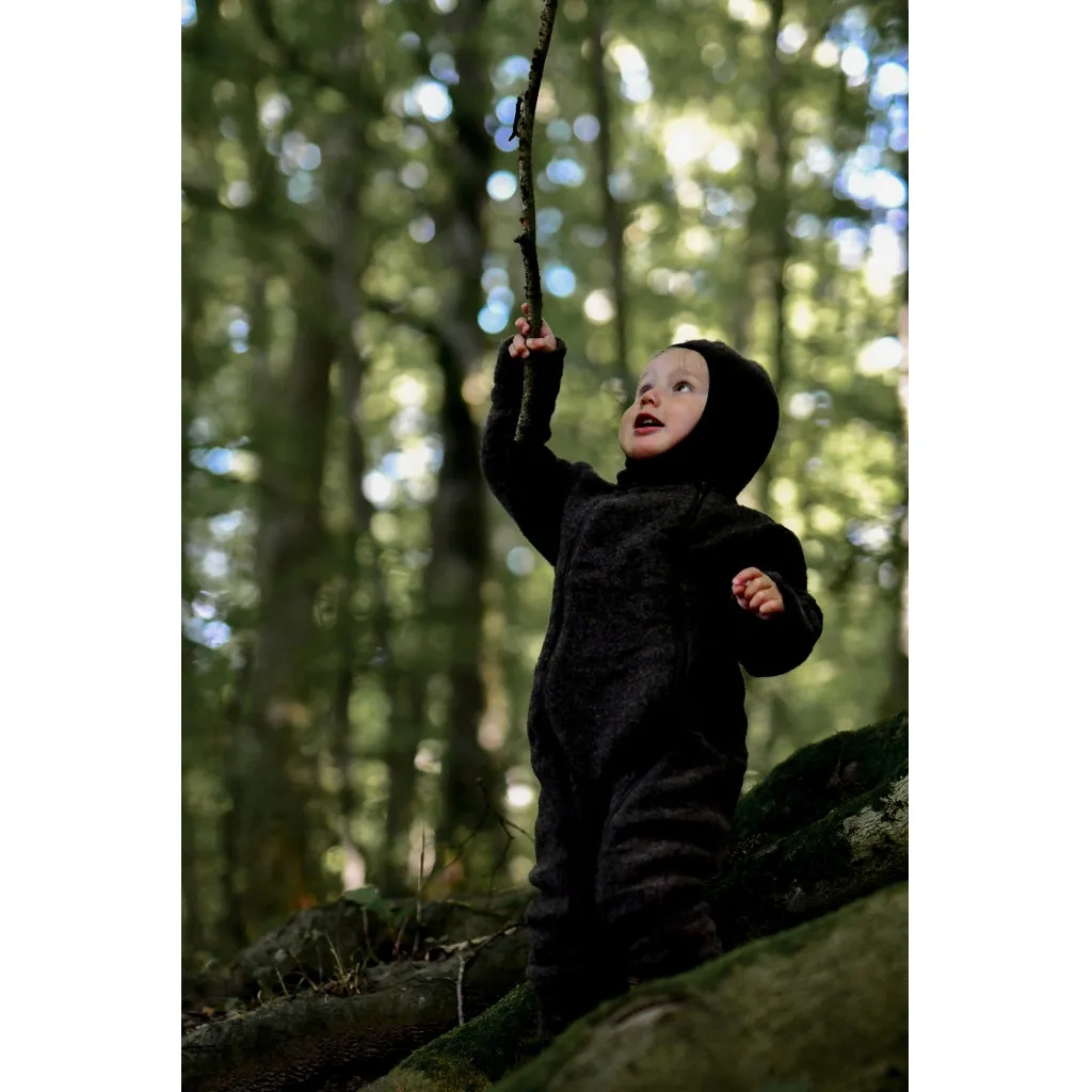 Baby Wool Suit Double Zip - Dark Brown Melange