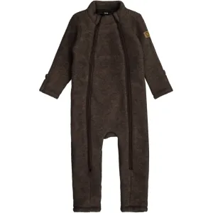 Baby Wool Suit Double Zip - Dark Brown Melange
