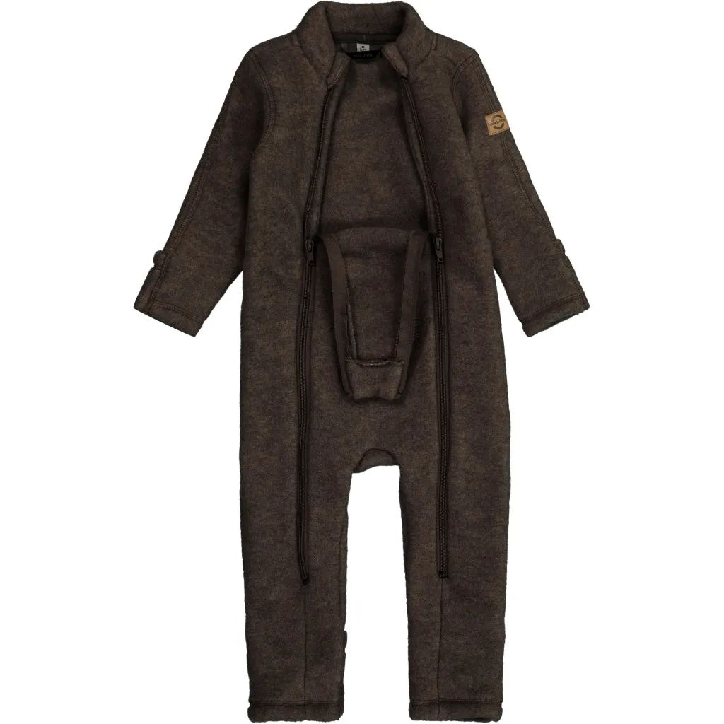 Baby Wool Suit Double Zip - Dark Brown Melange