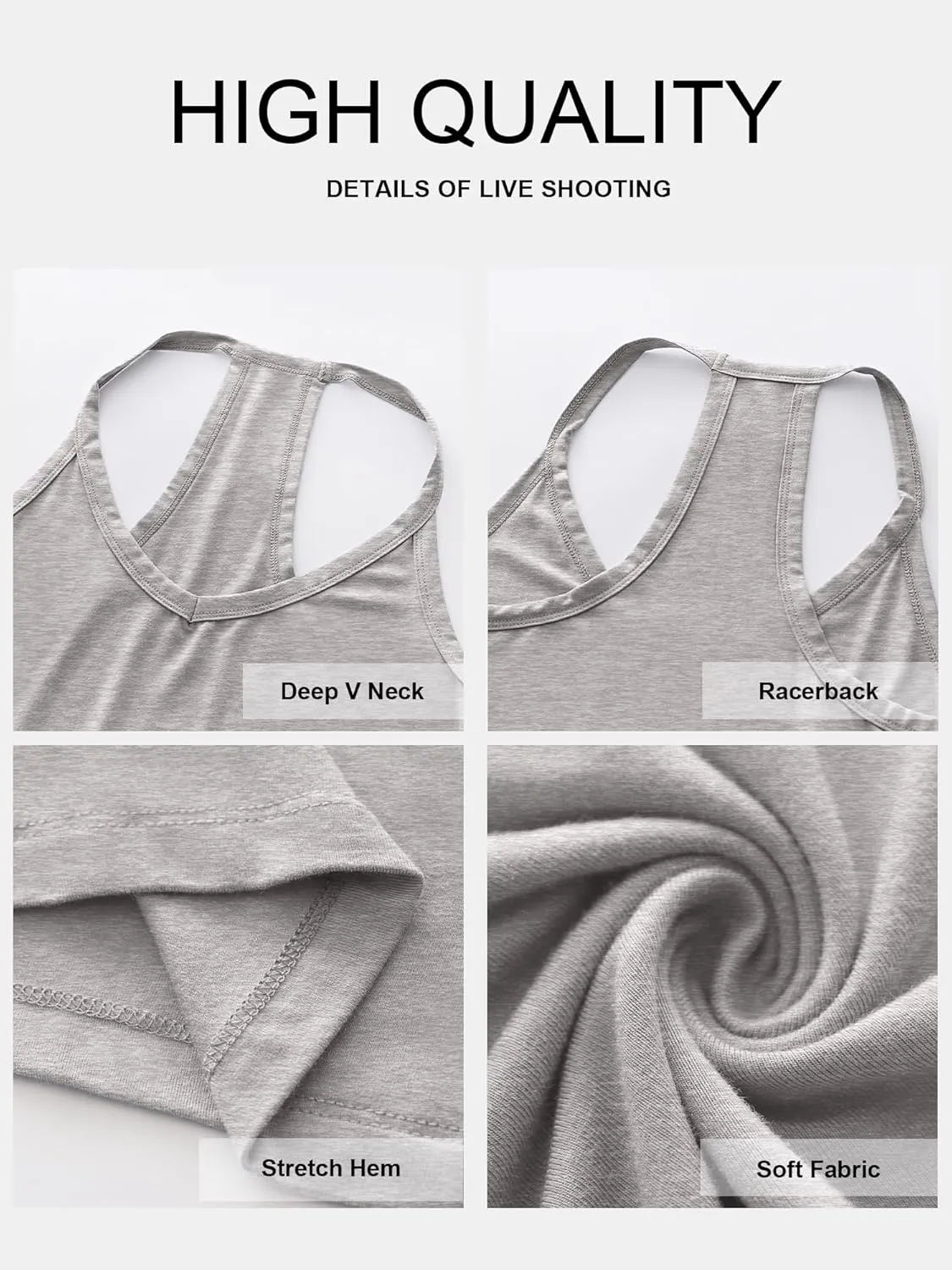 Caracilia Women Racerback Tank Tops 2025 Summer Sleeveless V Neck Camisole Slim Fit Basic Camis Workout Clothes