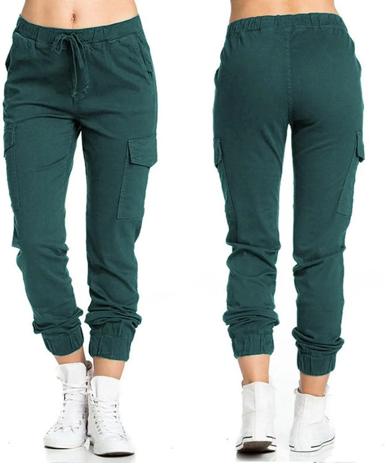 Cargo Joggers for Women Drawstring Lightweight Tapered Hiking Pants Stretch Casual Baggy Cargo Pants with Pockets