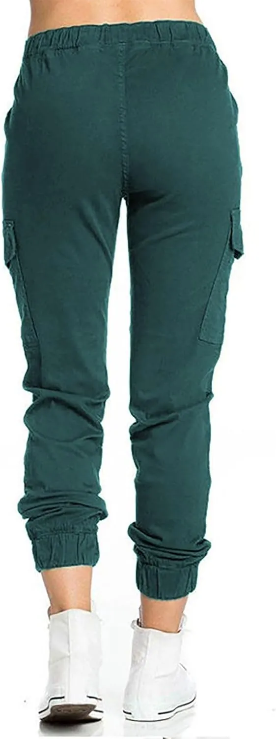 Cargo Joggers for Women Drawstring Lightweight Tapered Hiking Pants Stretch Casual Baggy Cargo Pants with Pockets