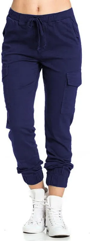 Cargo Joggers for Women Drawstring Lightweight Tapered Hiking Pants Stretch Casual Baggy Cargo Pants with Pockets