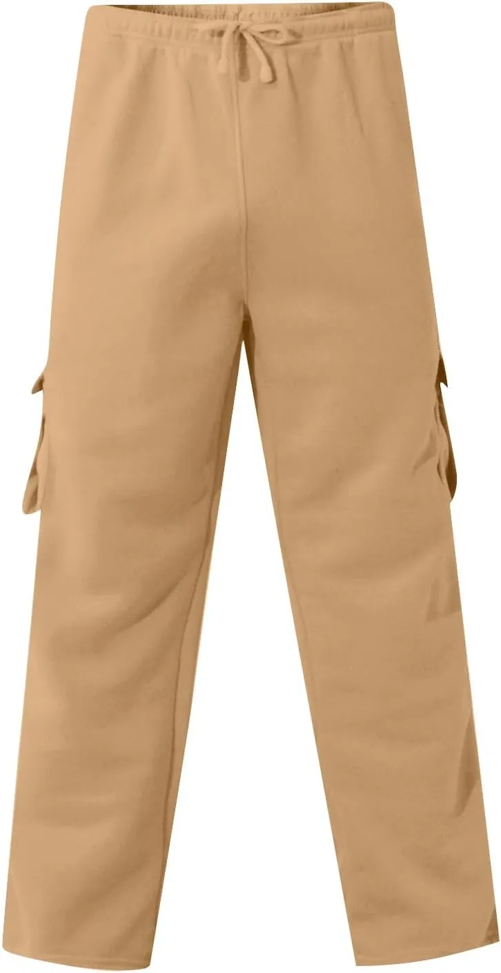 Cargo Sweatpants for Men Multi Pockets Cotton Straight Leg Sweatpants Outdoor Baggy Drawstring Joggers Hiking Pants