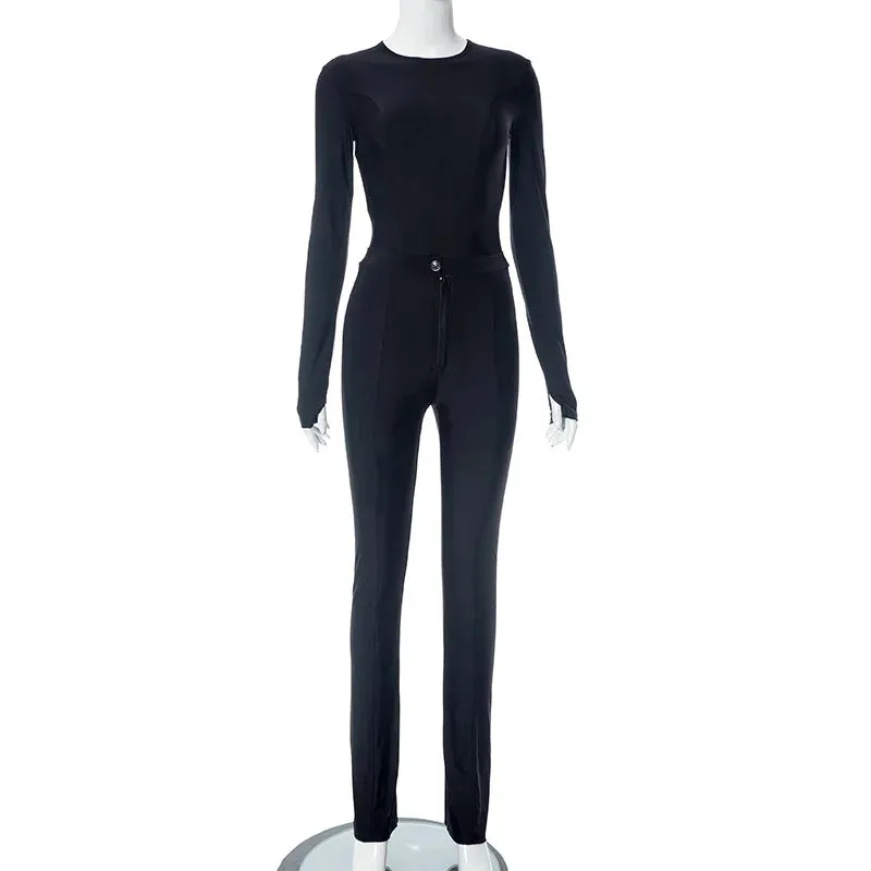 Catwoman Long Sleeve Top Button Zipper Long Pants