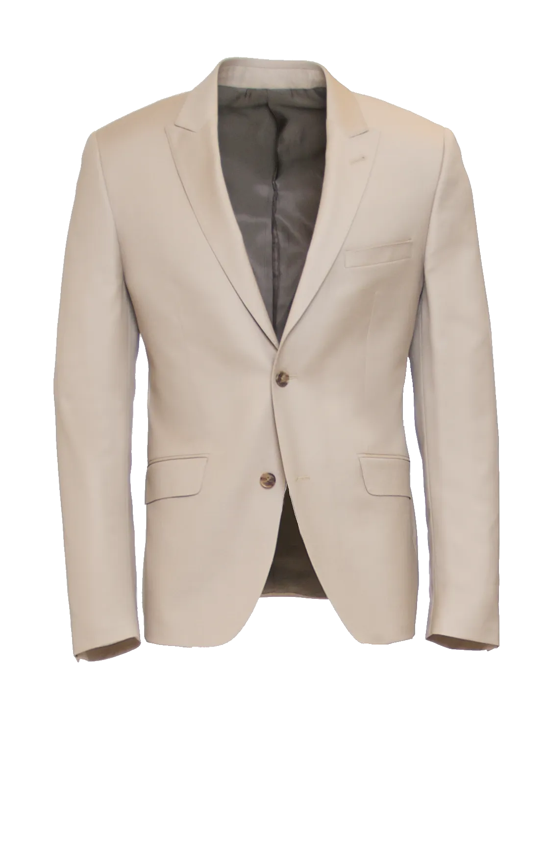 CHAMPAGNE FITTED 2-BUTTON SINGLE BREASTED WOOL SUIT JACKET
