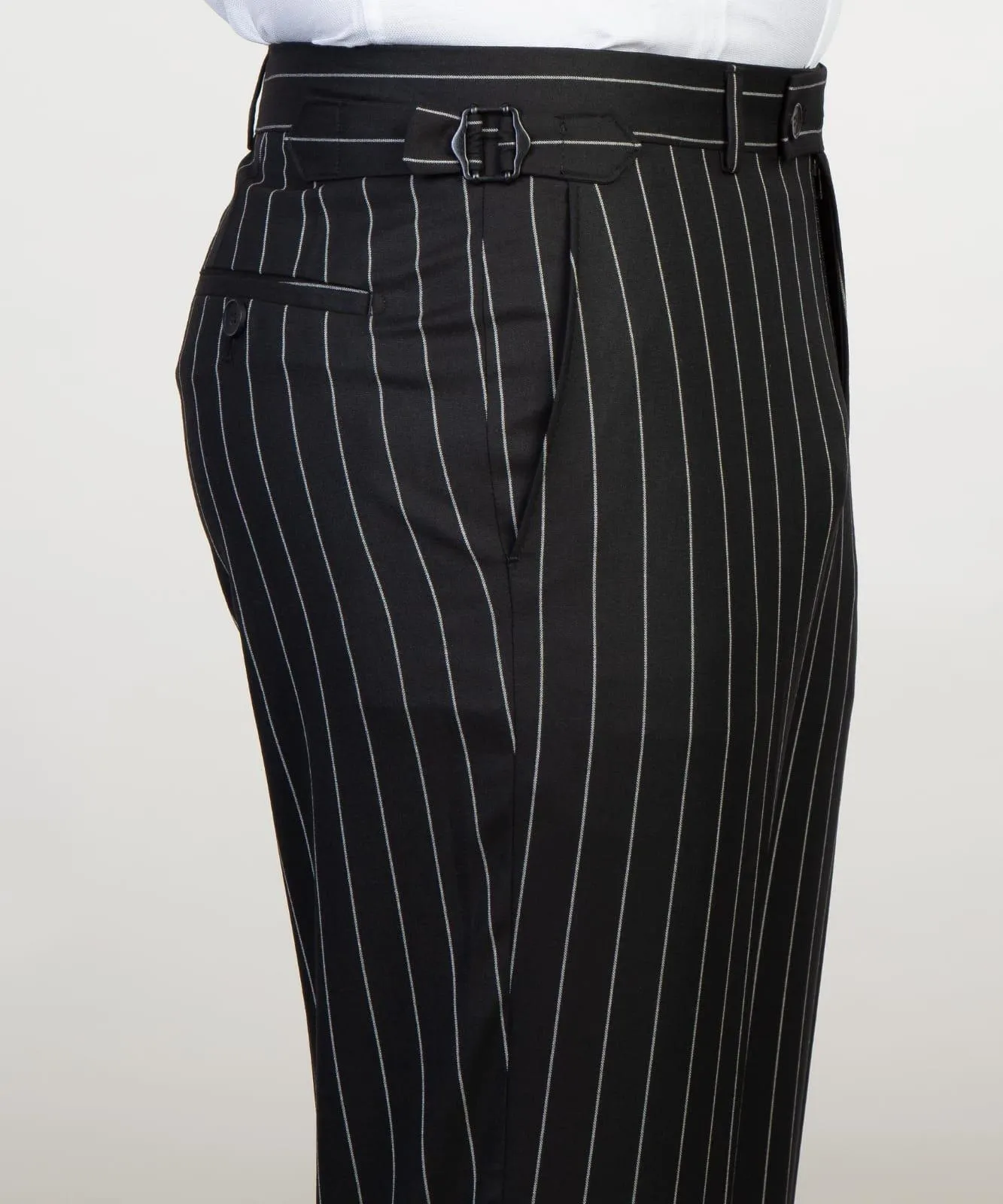 Classic Double Breasted Black Striped Suit