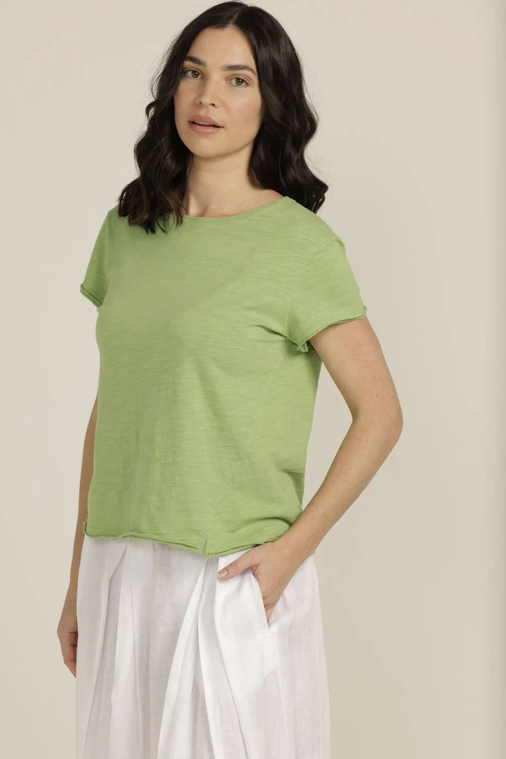 Cotton Crew Neck Tee Apple Green