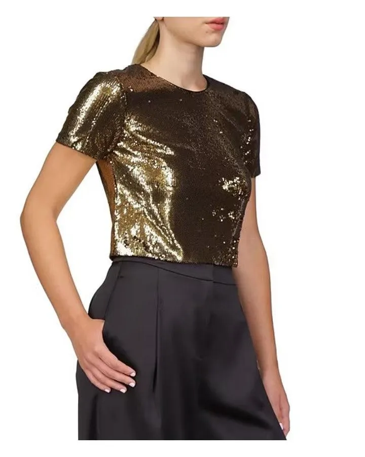 Crew Sequin Crop T-Shirt