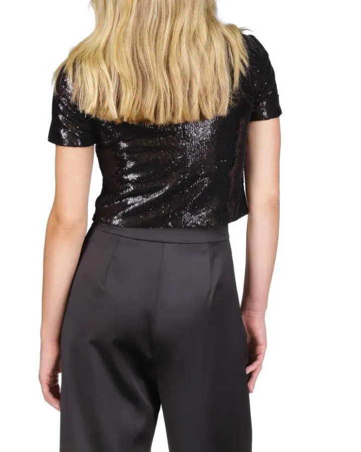 Crew Sequin Crop T-Shirt