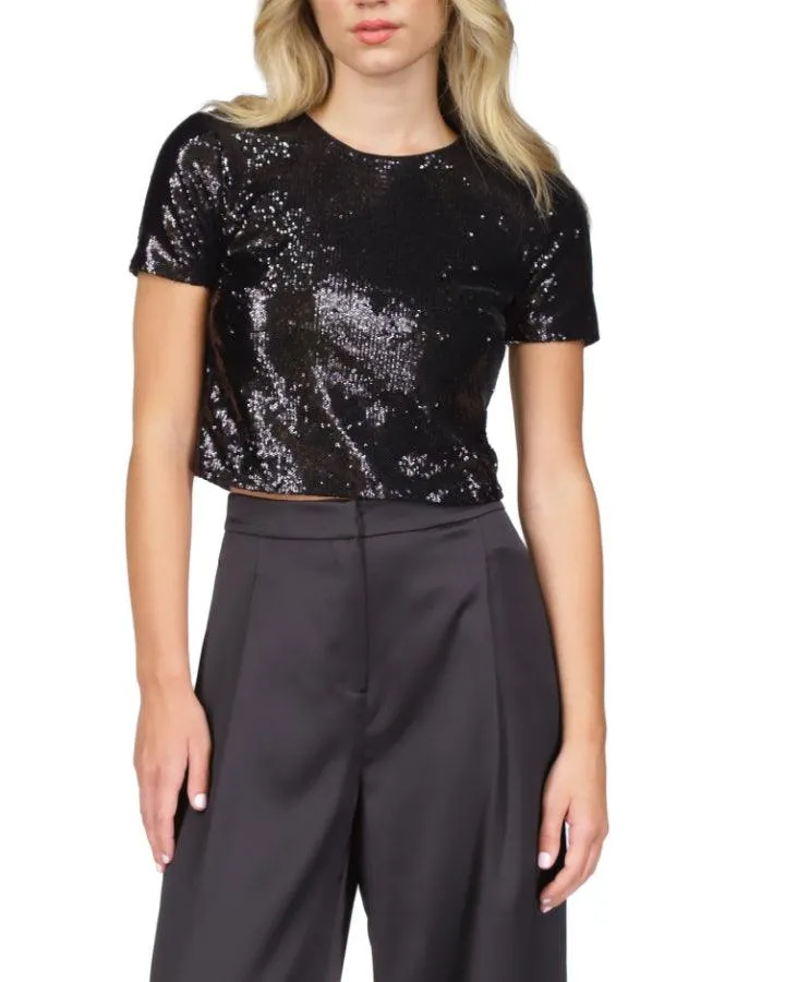 Crew Sequin Crop T-Shirt