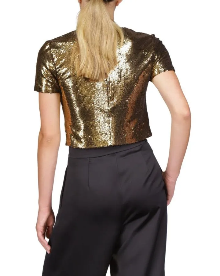 Crew Sequin Crop T-Shirt