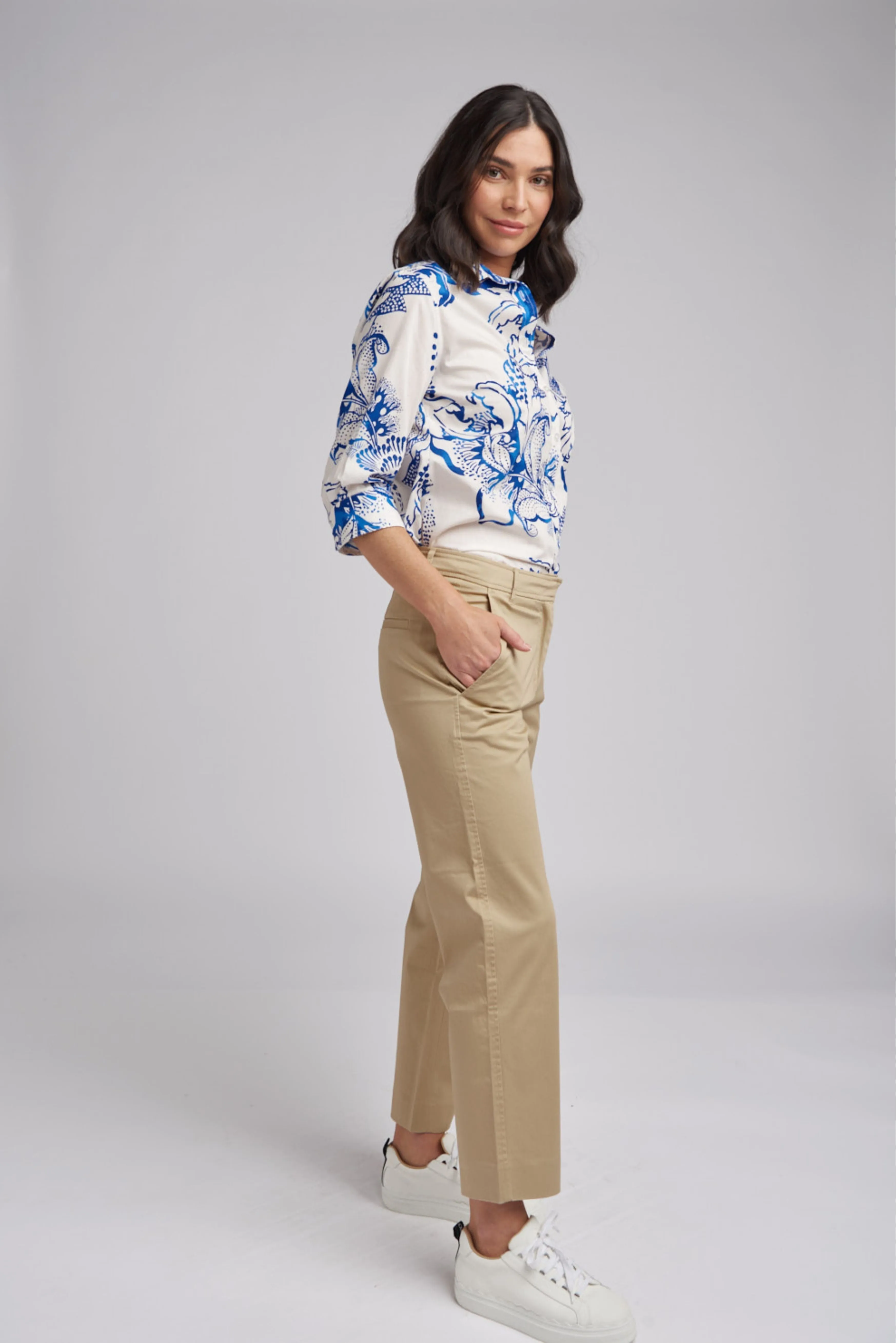 Cropped Straight Leg Pant Camel