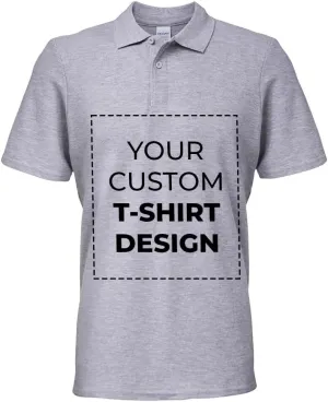 Custom Personalized Adult Customized Cotton Pique Half Sleeve Golf Polo Neck Unisex T-Shirt with Photo Text Logo Name