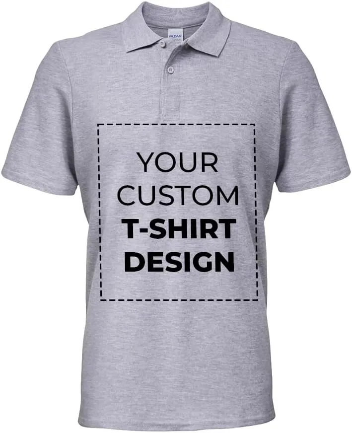 Custom Personalized Adult Customized Cotton Pique Half Sleeve Golf Polo Neck Unisex T-Shirt with Photo Text Logo Name