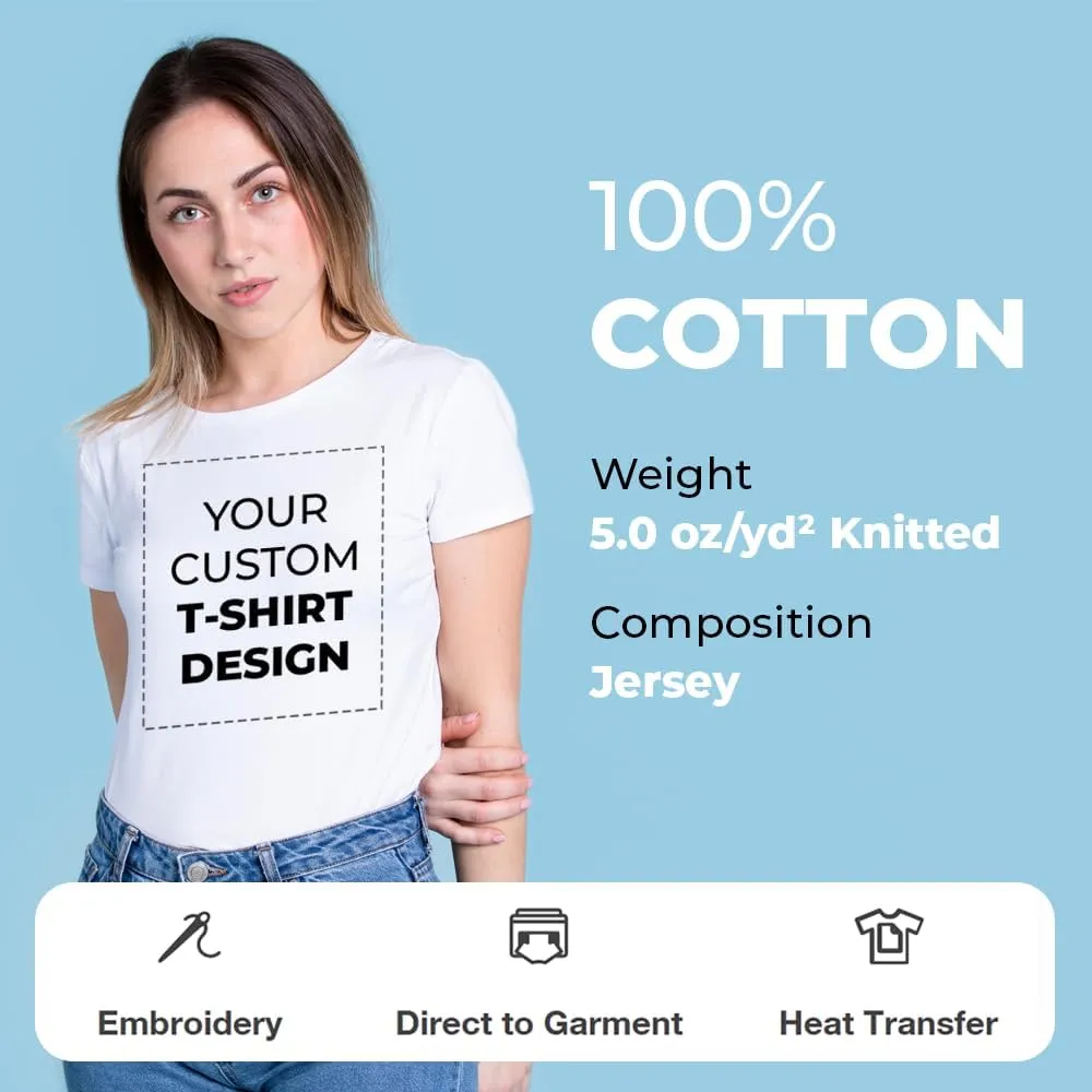 Custom Personalized Cotton T Shirt with Text Image Logo for Men Women Unisex Add Front Back Design Adult Gift T-Shirt