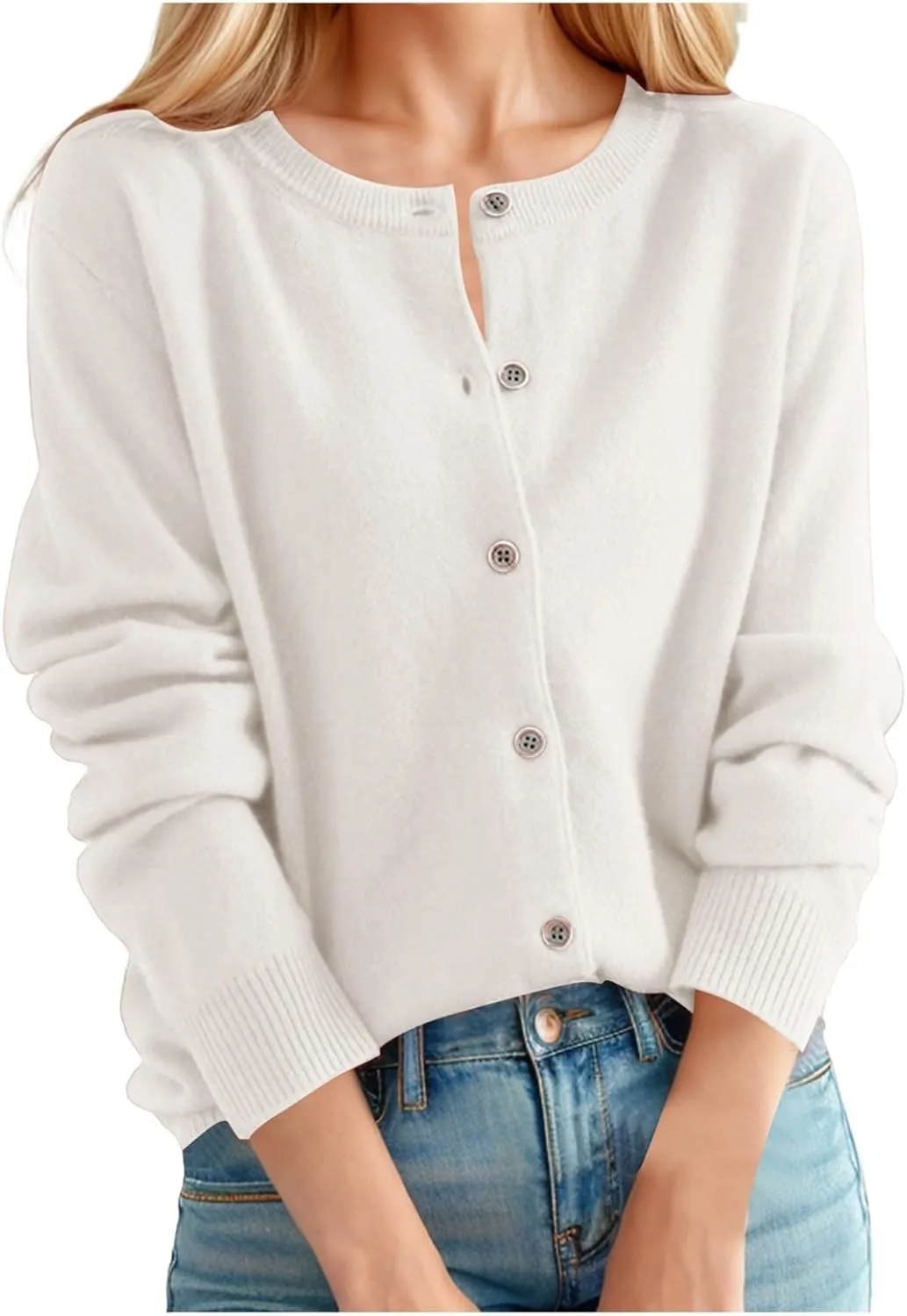 Cute Cardigan Sweater for Women 2025 Lightweight Knitted Sweater Coat Fall Winter Merino Wool Cropped Jumper Top