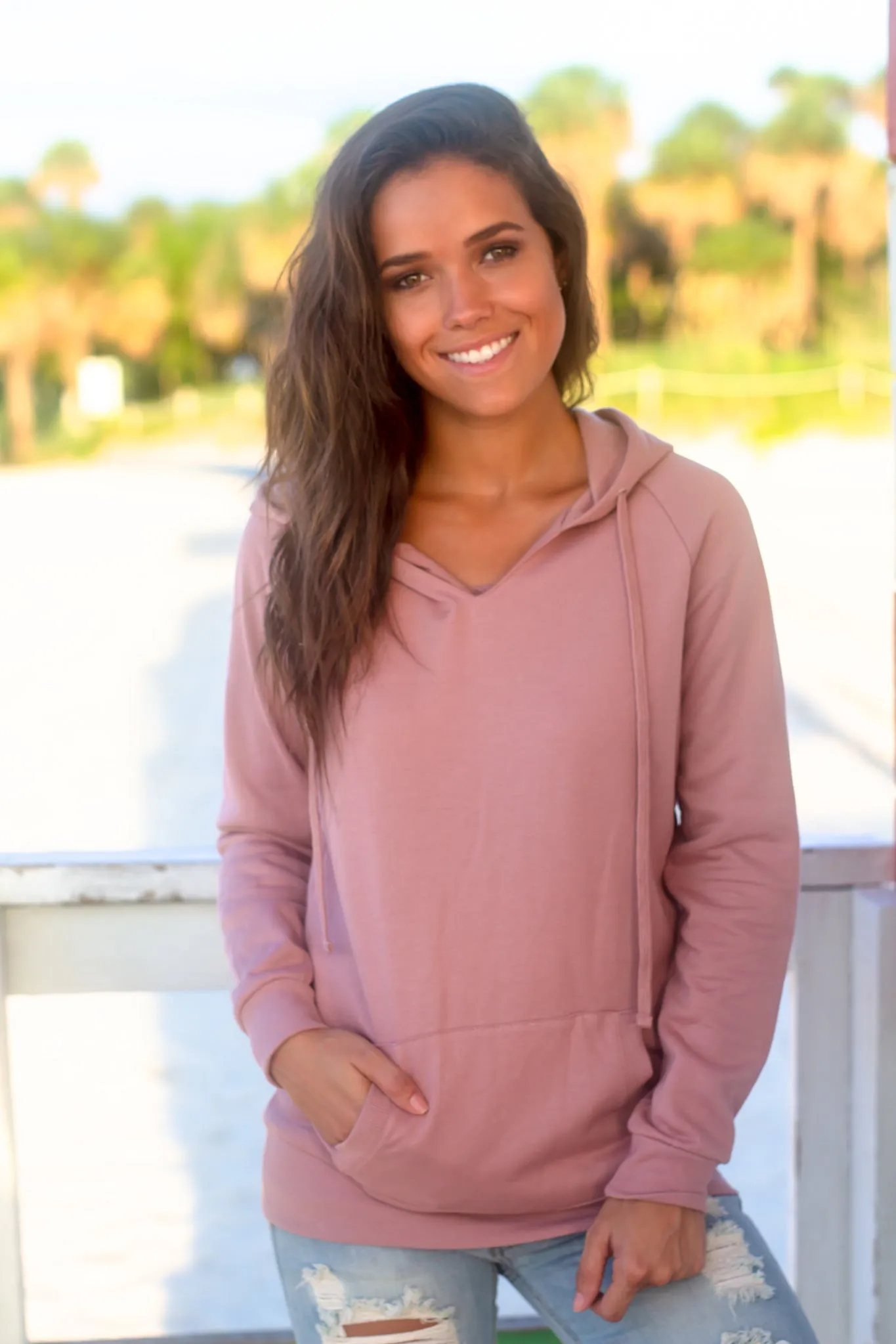 Dusty Pink Hoodie with Pocket