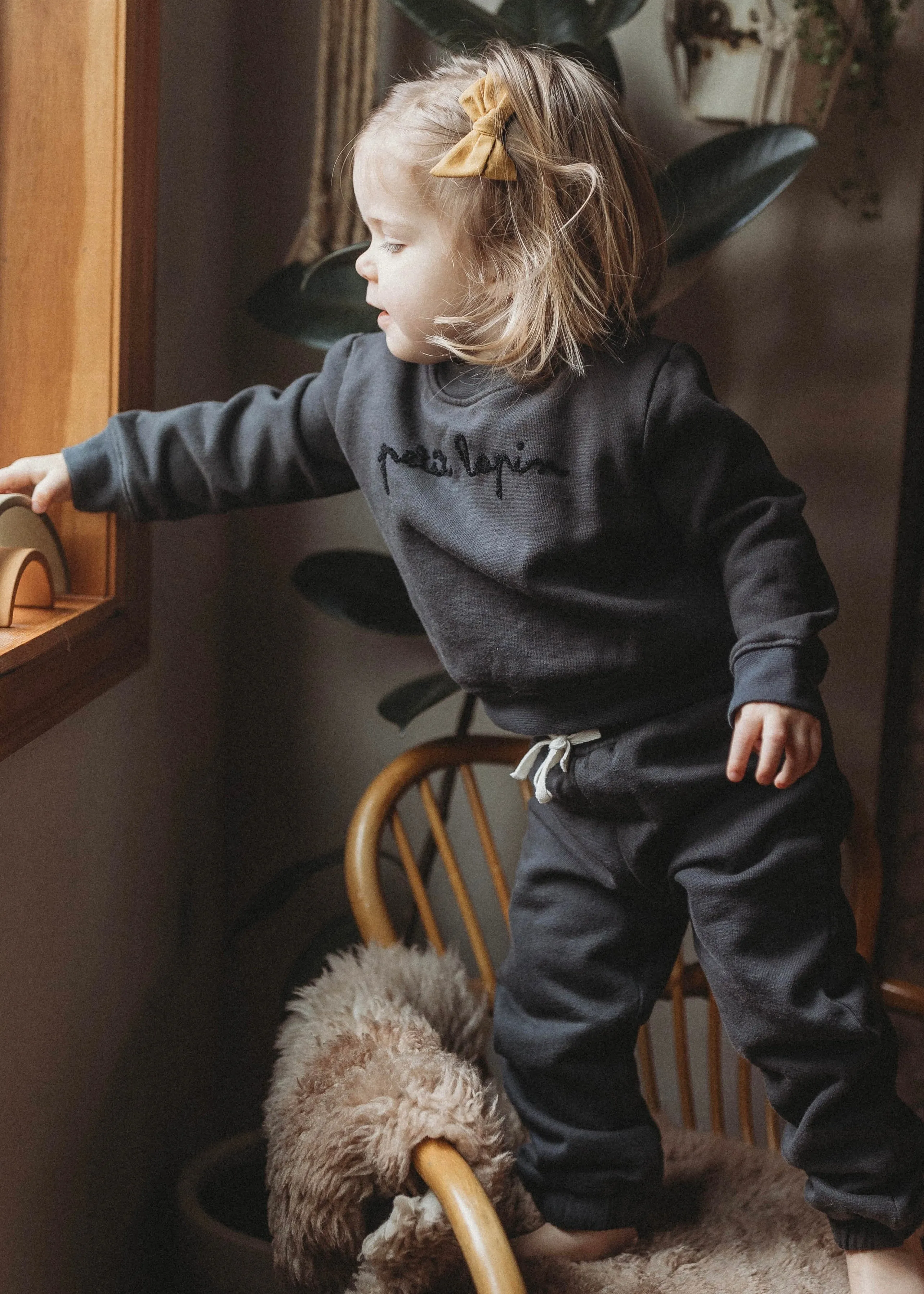 Finley | Cotton Fleece Sweatsuit Set | Petit Lapin | Midnight