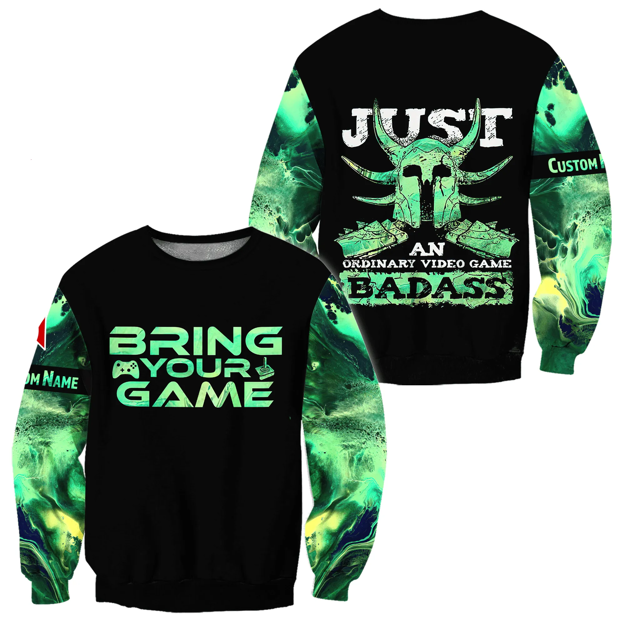 Gaming Tattoo Bring Your Game Personalized Name Printed Unisex 3D Sweatshirt Hoodie Christmas Shirt