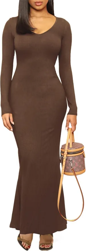 Hafailia Women's Casual Soft Lounge Long Slip Dress Sexy Sleeveless Bodycon Maxi Dresses Evening Formal Cocktail