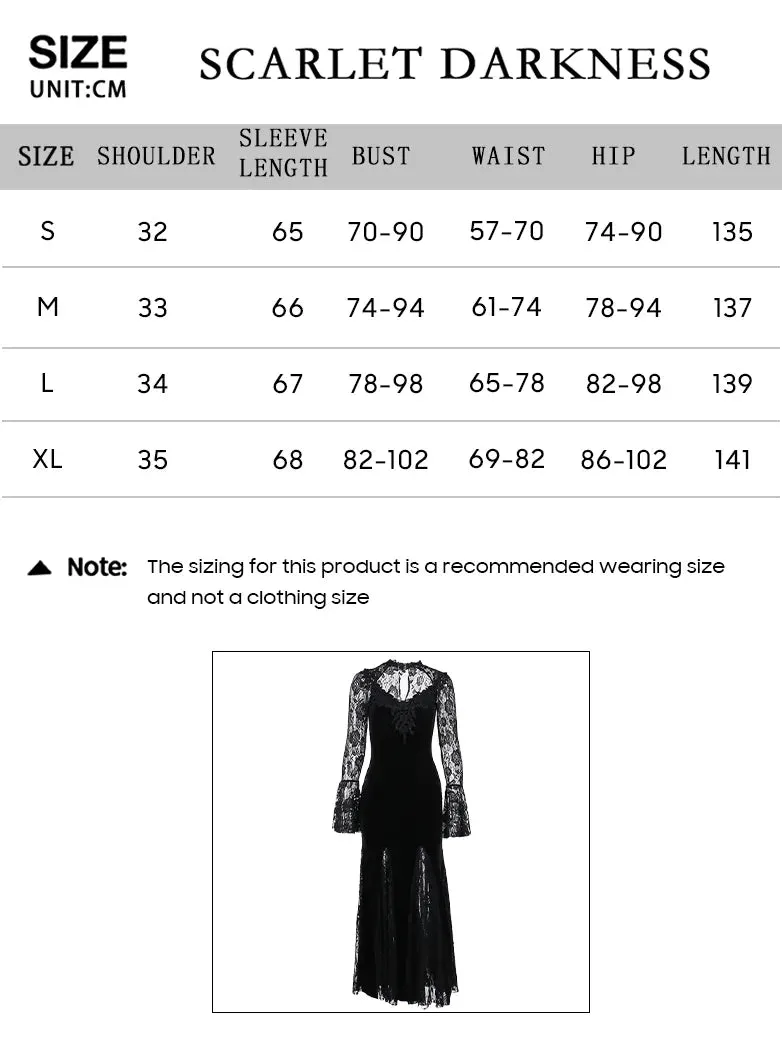 Halloween Gothic Black Lace Slit Fishtail Dresses