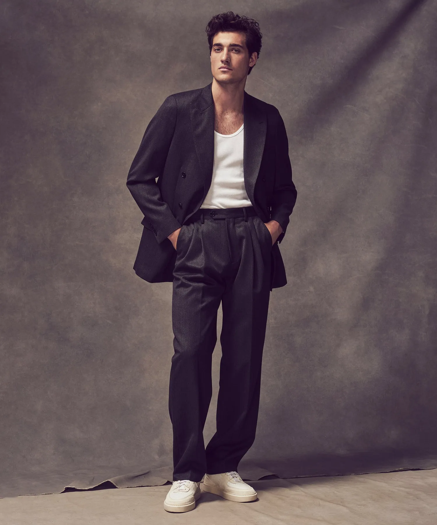 Italian Cavalry Twill Wythe Suit in Charcoal