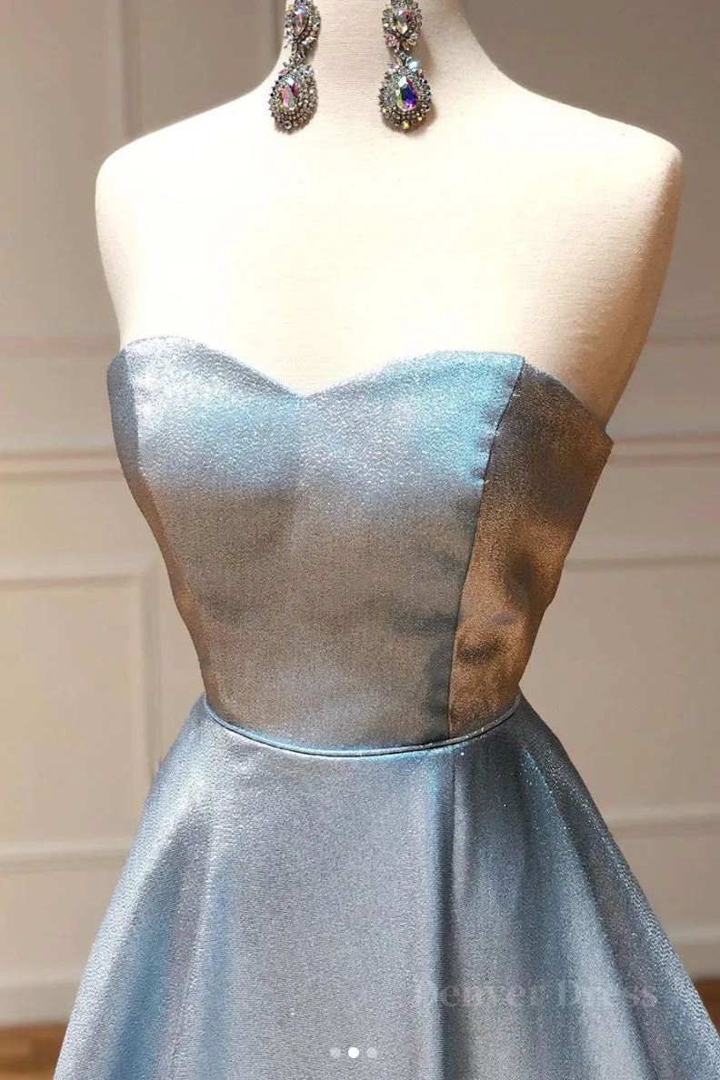 kamahe Simple sweetheart blue long prom dress blue long evening dress