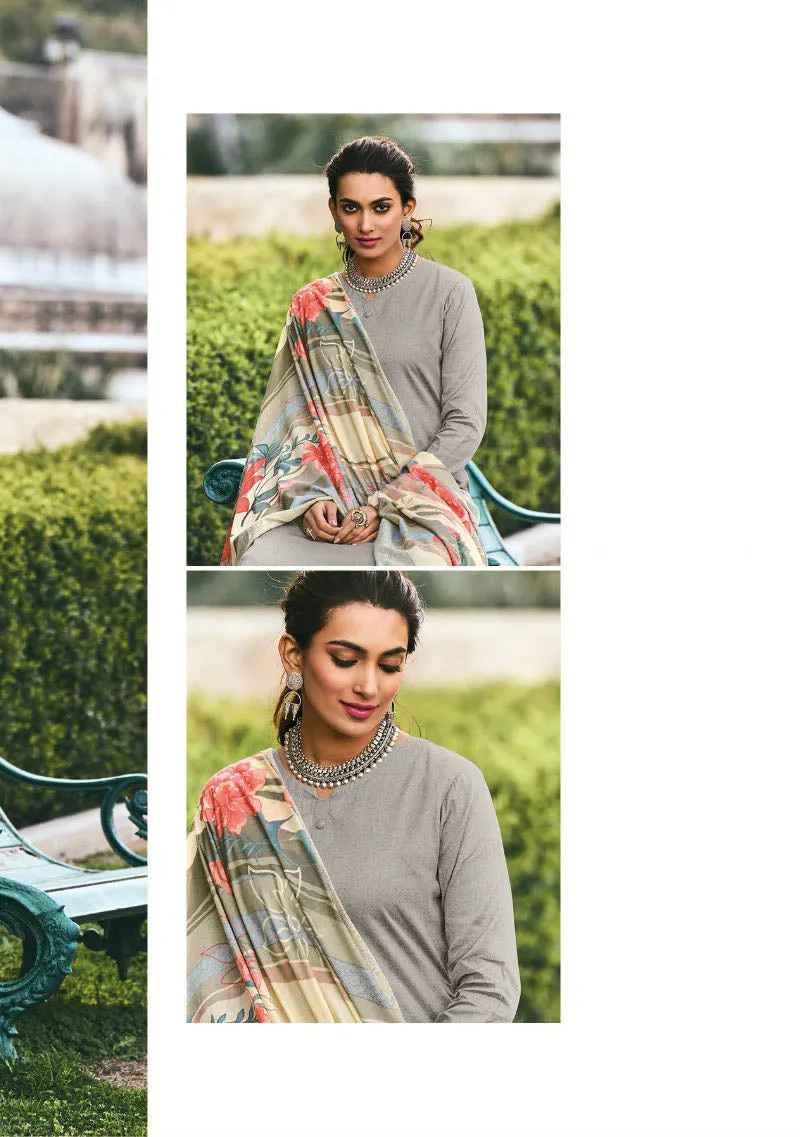 Kilory Pure Cotton Silk with Embroidery Grey Unstitched Suit Set