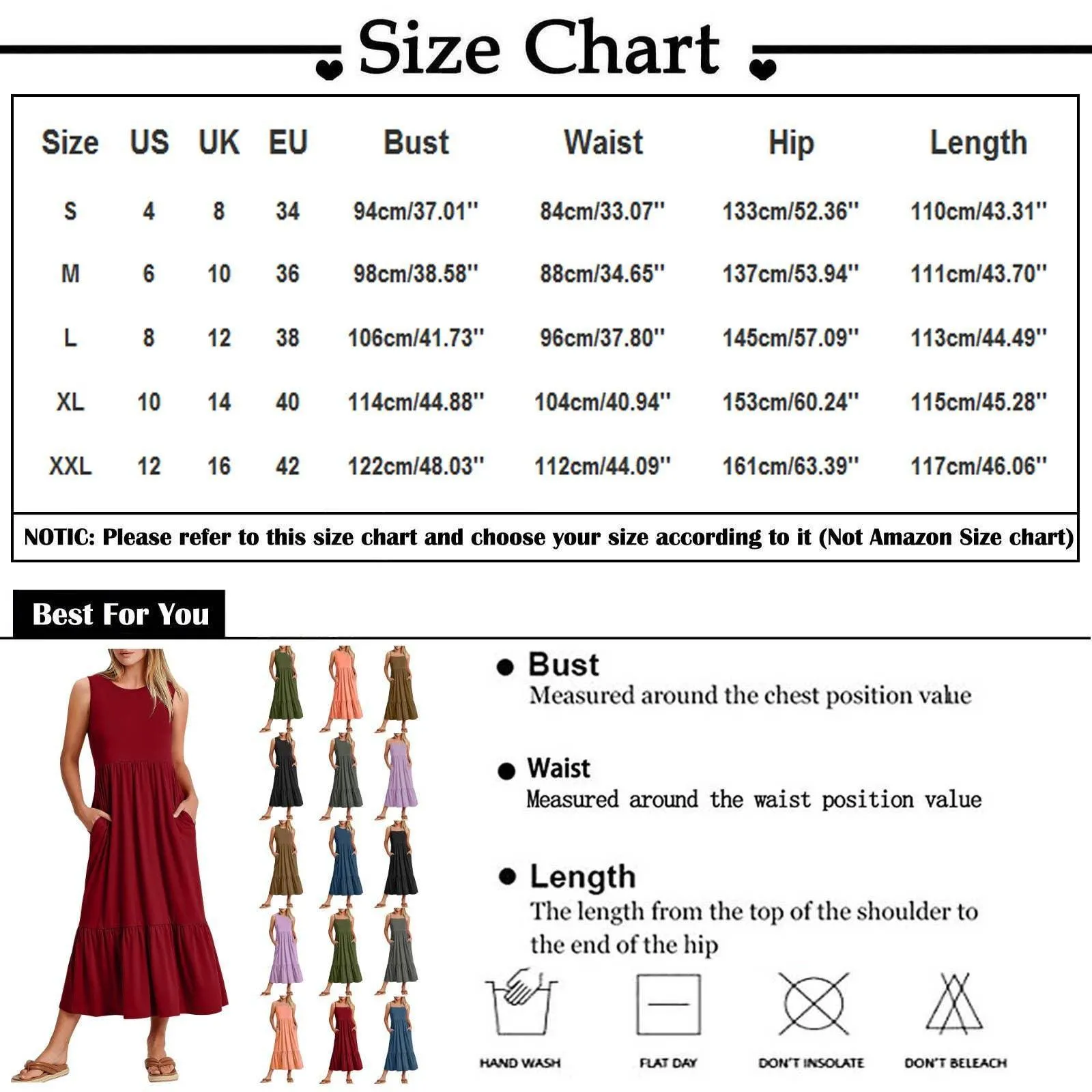 Ladies Sleeveles Pockets Simple Midi Dress 9123