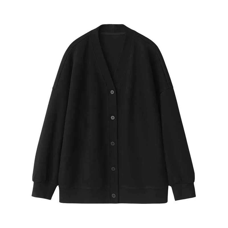 Loose V-Neck Buttoned Cardigan