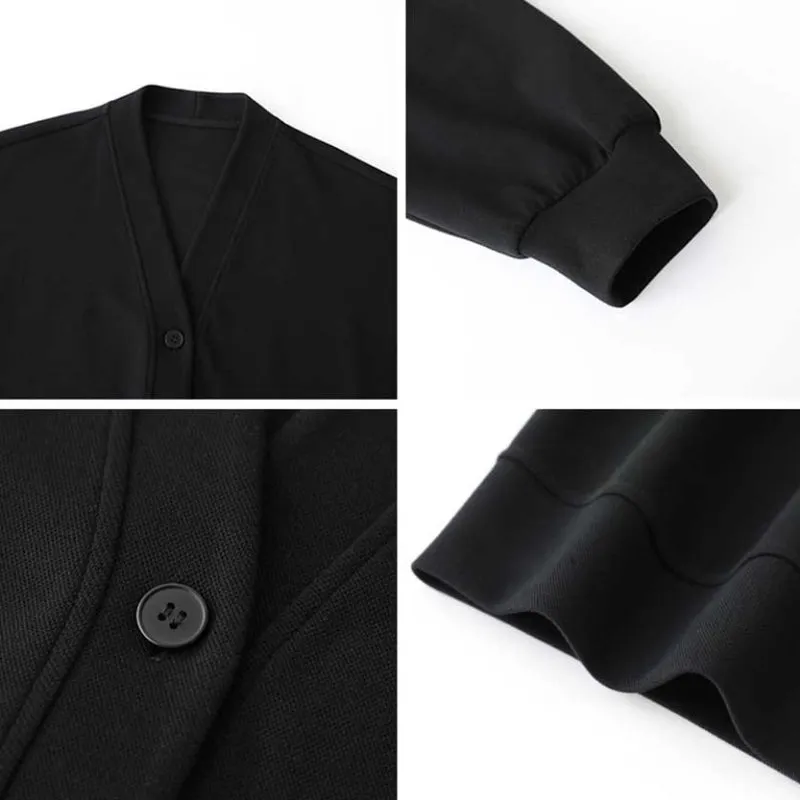 Loose V-Neck Buttoned Cardigan