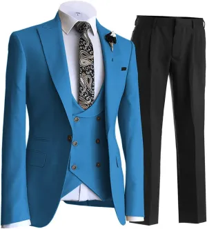 Men's 3 Piece Suit Stylish Business Tux Slim Fit Suit Set- Blazer, Pants, Vest