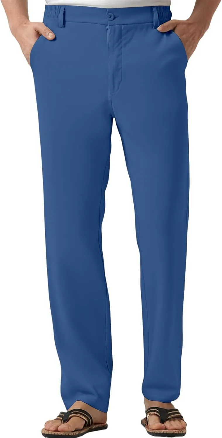 Mens Golf Pants Stretch Lightweight Quick Dry Dress Pant Slim Fit Straight Work Pants Flat Front Fashion Trousers