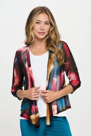 Mesh Printed Cardigan-4082MR-QRP1-W456