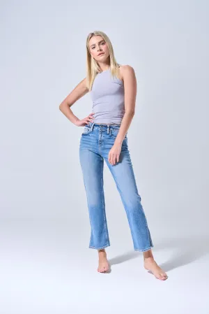 MID RISE STRETCH STRAGHT W/SIDE SLITS IN MEDIUM   /  SP-P12300ML