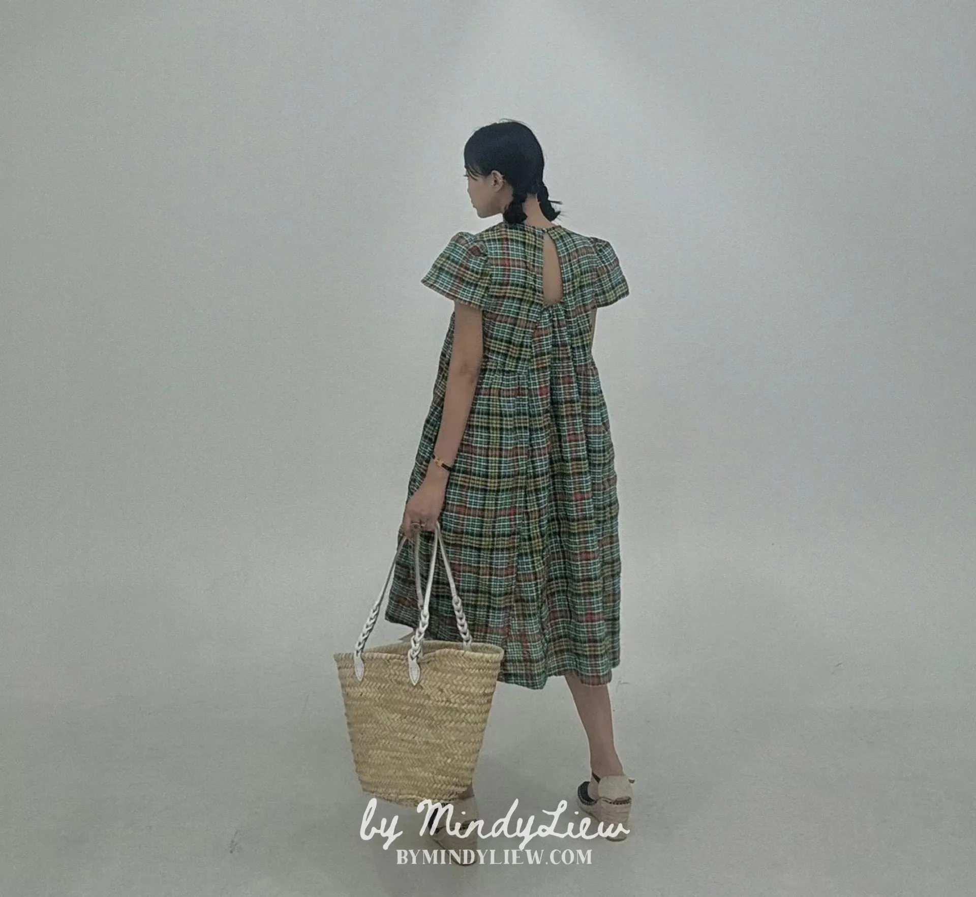 ML24609 Elegant Checked Dress