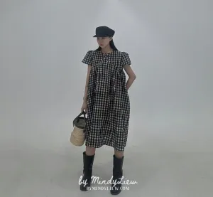 ML24609 Elegant Checked Dress