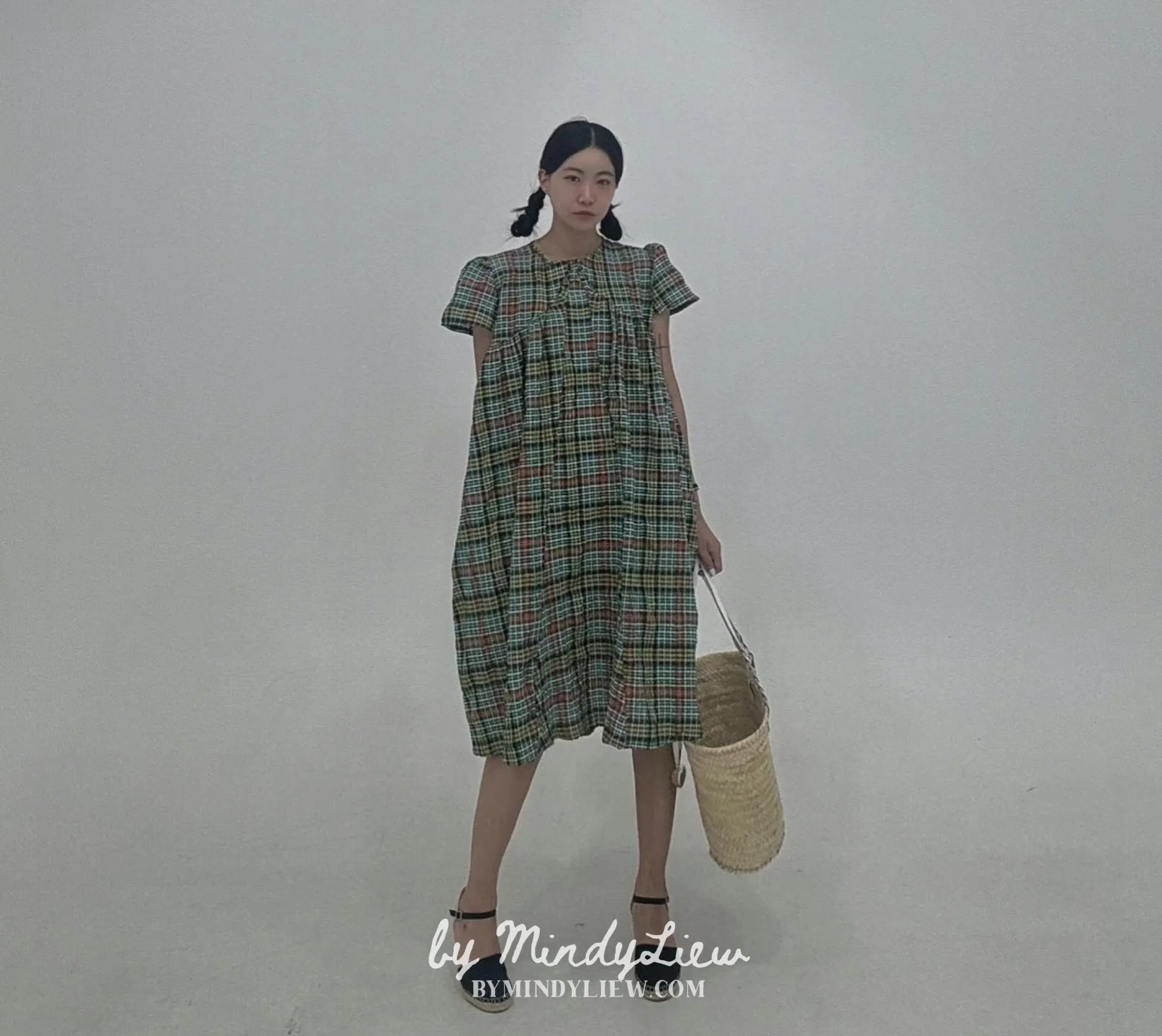 ML24609 Elegant Checked Dress